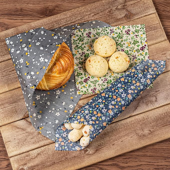 Akeeko Reusable Beeswax Food Wraps - Assorted 9 Packs, Eco-Friendly Reusable Wrap, Biodegradable, Zero Waste, Organic Cloth, Sustainable, Plastic-Free Food Storage, 1Large, 3Medium, 5Small Sizes