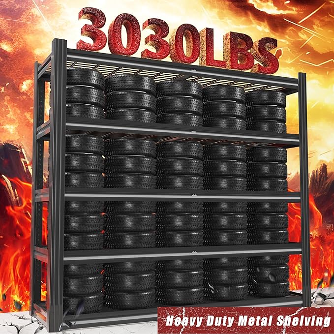 VDEVY 48" W x 72" H x 24" D Garage Shelving Heavy Duty,5 Tier Adjustable Metal Shelves Storage Rack,3030 LBS Large Industrial Shelving Unit for Basement,Warehouse,Garage Organization