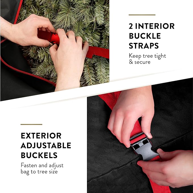 ZOBER 600D Oxford Fabric Large Rolling Christmas Tree Storage Bag - Fits 9 Ft Artificial Trees - Waterproof Christmas Tree Bag For Storage Box For Xmas, Durable Handles and Wheels - Card Slot - Black