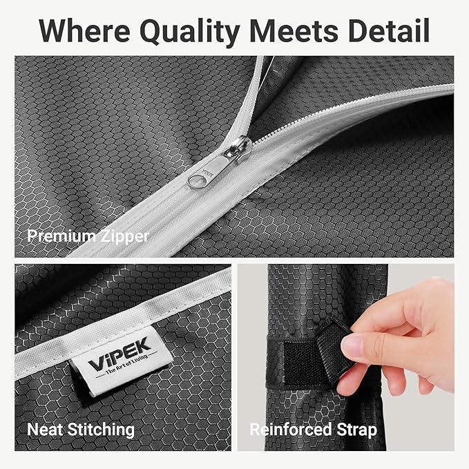 VIPEK V5C Medium Covered Clothes Rack Heavy Duty Portable Closet Wardrobe, Freestanding Black Clothing Rack with Black Upgarded Polyester Cover, Adjustable Custom Closet Rack, 56.7" Lx15.7 Wx76.4 H