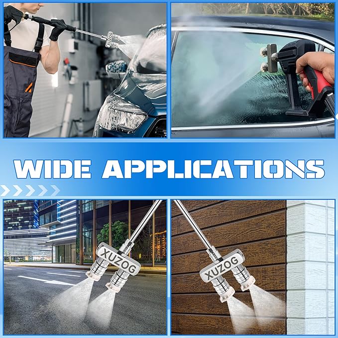 Pressure Washer Tips, 2-in-1 Pressure Washer Nozzle Tips, Dual Power Washer Nozzle with 4PCS Pressure Washer Spray Nozzles(0,40 Degree), 1/4 Inch Quick Connect, 5000 PSI