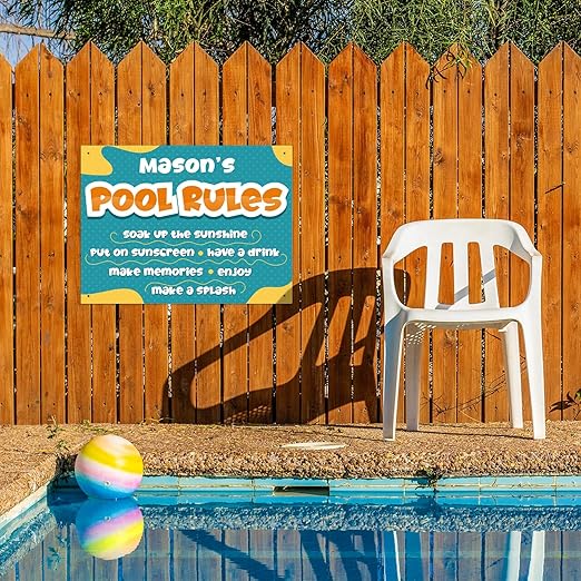 Custom Pool Sign, Pool Rules Soak Up The Sunshine for Pool Décor Sign, 18x24 Inches, Rust Free .063 Aluminum, Fade Resistant, Made in USA by Sigo Signs