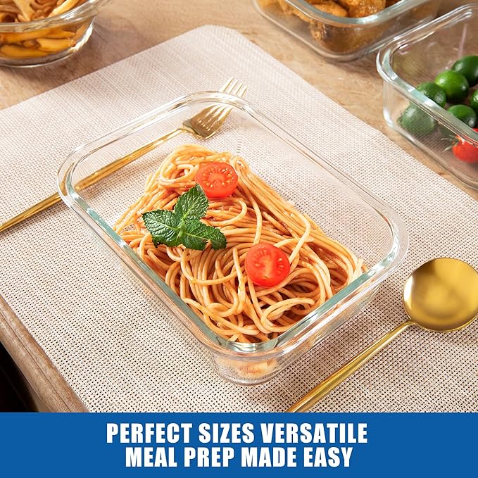 BOROHOUSE 5-Pack Borosilicate Glass Containers with Tempered Lids, 35.2oz/4.4 Cup Airtight Meal Prep Set, Microwave/Freezer Safe (Gray)