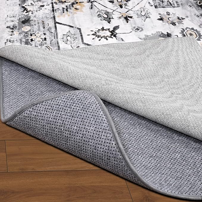 Non Slip Rug Pad Gripper, 5 x 7 Ft Extra Thick Foam Under Area Rug Carpet Pads for Any Hard Surface Floors, Keep Your Carpets Safe and in Place, Prevent Rug from Wrinkling or Buckling