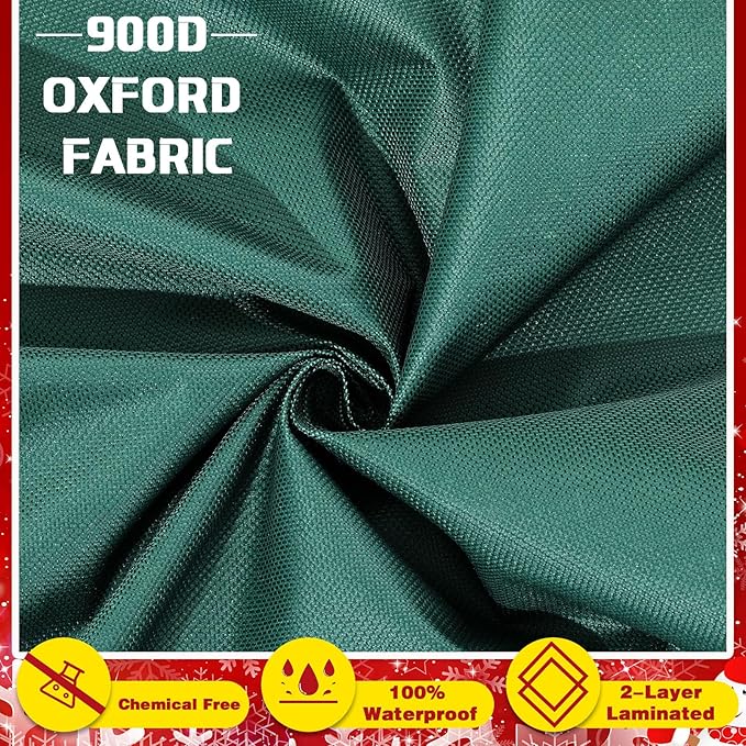 9 Ft Heavy Duty Christmas Tree Storage Bag 900d Oxford Fabric with Wheels and Reinforced Handles, Durable Xmas Storage Box for Disassembled Holiday Tree (9 ft,Green)