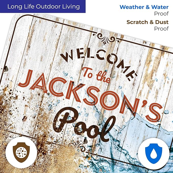 Custom Pool Sign, for Dad and Him Welcome to The Pool for Sign, 12x18 Inches, Rust Free .063 Aluminum, Fade Resistant, Made in USA by Sigo Signs
