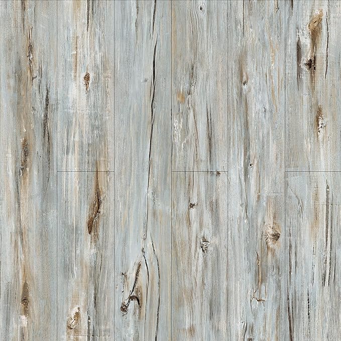 Lareko 6 Sq.Ft,Wood Peel and Stick Floor Tiles,4 Pack Grey Vinyl Flooring (No Adhesive Residue) 36"×6" Waterproof and Non-Slip Laminate Flooring for Renters Bathroom, Living Room(DustGray)