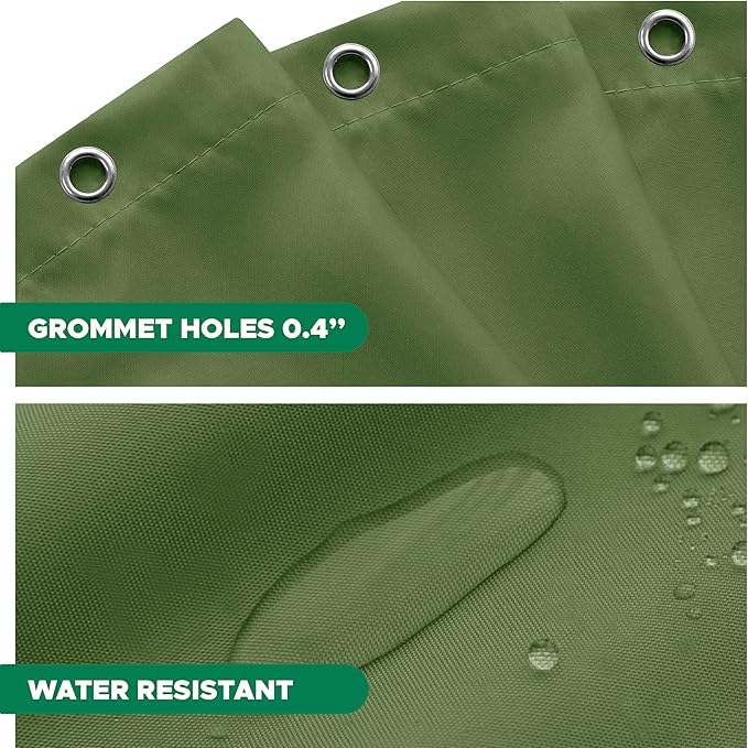 Biscaynebay Hotel Quality Extra Long Fabric Shower Liners 72" Width by 84" Length, Sage Water Resistant Bathroom Curtains Rust Resistant Grommets & Weighted Bottom Hem Machine Washable