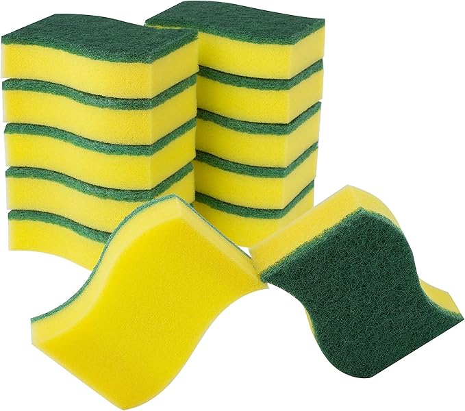 (12 Pack) Heavy Duty Scrub Sponges by SCRUBIT – Kitchen Dish, Sink and Bathroom Cleaning Scrubber Sponge - with Non-Smell Scouring Pad