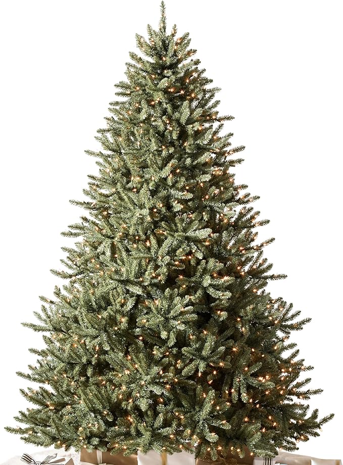 Balsam Hill 9ft Pre-Lit Classic Blue Spruce - Artificial Christmas Tree with 1500 Clear Incandescent Lights, Easy Plug Technology, Premium Stand for Indoor Holiday Decorating