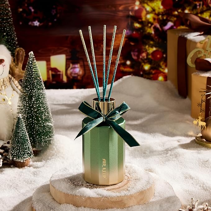 Airkeep Reed Diffuser Set - Balsam & Cedar Reed Diffuser with 8 Reed Sticks - Scented Oil Diffuser for Home & Office Diffuser Bathroom Shelf Decor - Ideal Gift for Holidays 7.1oz