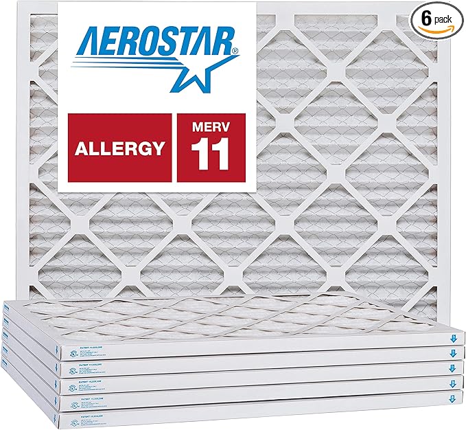 Aerostar 8x14x1 MERV 11, Pleated Air Filter, 8x14x1, Box of 6, Made in the USA