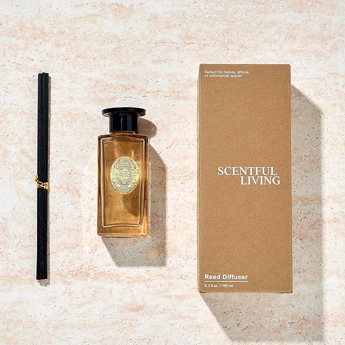 M&SENSE 6.3 oz Large Reed Diffuser Set | Red Camelia Scent Home Oil Diffuser with Sticks | Hotel Collection Non-Toxic Essential Oil |for Bedroom Bathroom Living Room