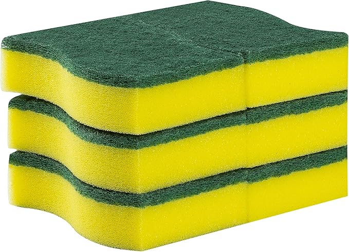 (6 Pack) Heavy Duty Scrub Sponges by SCRUBIT – Kitchen Dish, Sink and Bathroom Cleaning Scrubber Sponge - with Non-Smell Scouring Pad