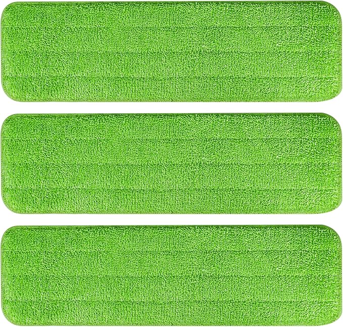 AmaVins 3 Pack Microfiber Cleaning Pads with All Bona Mop, Reusable Microfiber Mop Pads for 18 Inch Mop, Hardwood Floor Replacement Cleaning Mop Pads, Machine Washes