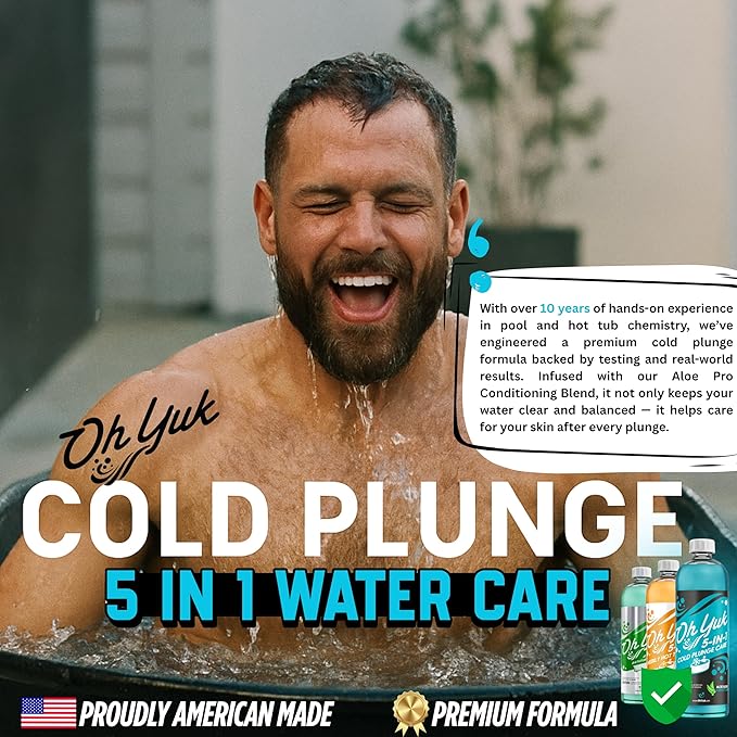 Oh Yuk 5-in-1 Cold Plunge Water Treatment – Cleaner, Clarifier, Conditioner, Combats Odors, Deodorizes – Premium Cold Tub & Ice Bath Care – Works with All Cold Plunges with Filter Systems – 32 Uses