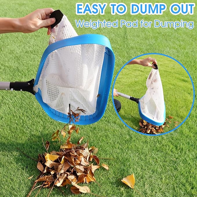 New Diamond Netting Double-Layer Pool Net 18'' Heavy Duty Leaf Rake Pool Skimmer Net for Above Ground & Inground Pools Cleaning