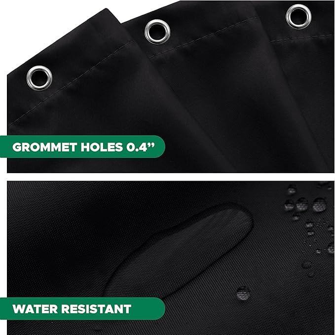 Biscaynebay Fabric Shower Narrow Stall Liners 48" Width by 72" Length, Black Water Resistant Bathroom Curtains, Rust Resistant Grommets (8 Holes) Weighted Bottom Machine Washable