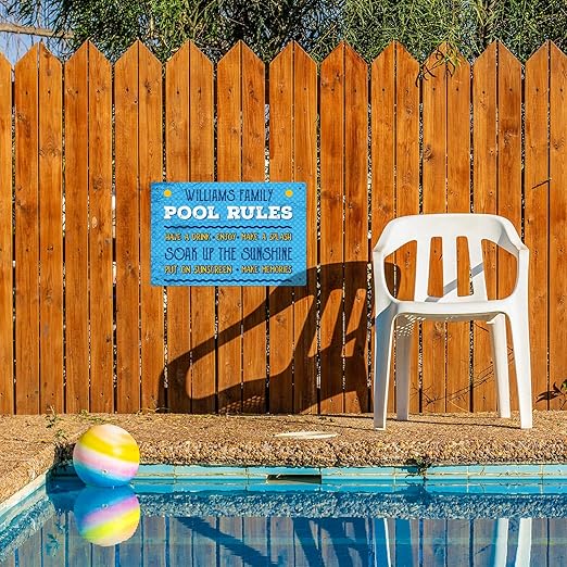 Custom Pool Sign, Pool Rules Make A Splash for Pool Décor Sign, 12x18 Inches, Rust Free .063 Aluminum, Fade Resistant, Made in USA by Sigo Signs