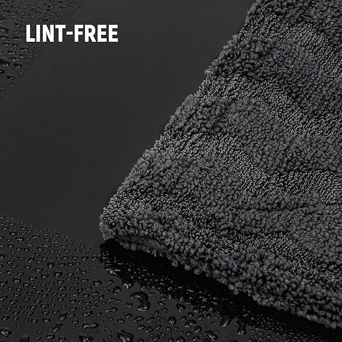 LIVOS Car Drying Towel, Premium Microfiber Towels for Cars, 1000GSM, Edgeless Twisted Loop Design, No Streaks, Scratches, or Water Spot, Absorbent Wash Towel, 18" x 24" (Wave Grey)