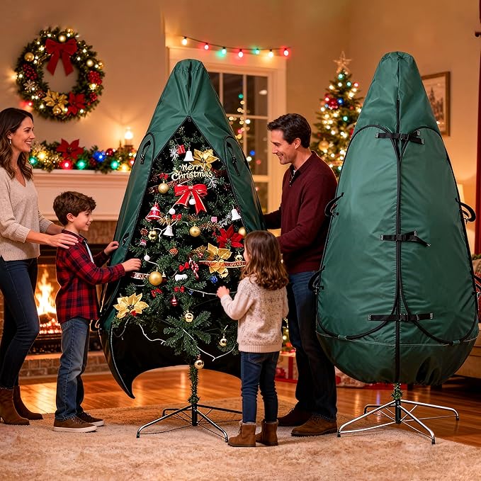 Upright Christmas Tree Bag 9 Ft Upright Christmas Tree Storage Bag 9 Foot Tree, Christmas Tree Cover for Upright Storage Fit 8 Ft / 9 Ft / 10 Ft, Artificial Christmas Tree Storage Bag