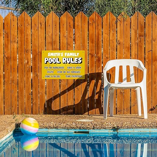 Custom Pool Sign, Pool Rules Put On Sunscreen for Pool Décor Sign, 12x18 Inches, Rust Free .063 Aluminum, Fade Resistant, Made in USA by Sigo Signs