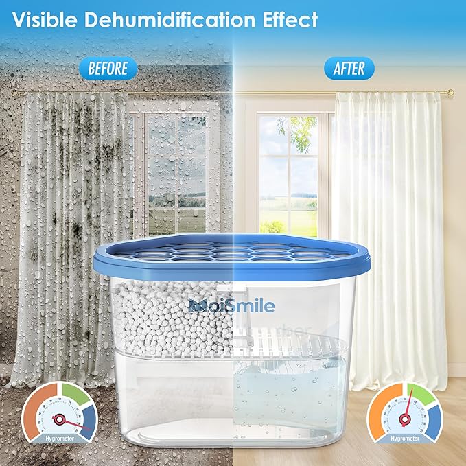 Moismile Moisture Absorbers 12 Packs, 10.8OZ Efficient Humidity Absorber ＆ Odor Eliminator Boxes, Refillable Car Dehumidifier for Closet, Bathroom, Basement＆ RV, Fragrance Free