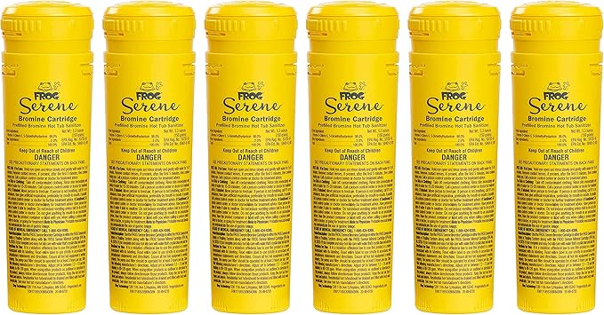 FROG Serene Replacement Bromine Cartridges for use with Hot Tub FROG Serene Floating Sanitizing System - Prefilled for Quick & Easy Hot Tub Maintenance - 6 Pack