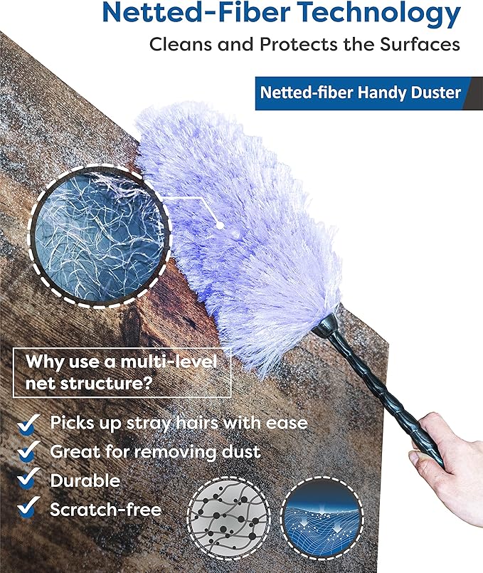 Rocktex Feather Duster Kit with 5.6ft Extension Pole, 4 Dusting Brush for Cleaning Home Wall Ceiling Fan Cobweb, Microfiber Static Washable Dusters, Pink Violet