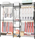 Heavy Duty Clothes Rack for Hanging Clothes, Metal Garment Rack，Large Capacity Portable Clothing Rack，Freestanding Open Wardrobe Organizer Rack, 67.0"L x 13.8"W x 75.6"H Max Load 720LBS, Black