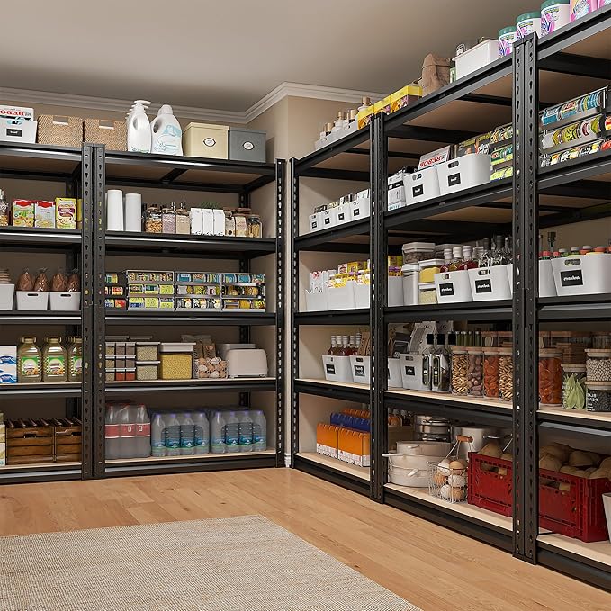 REIBII 2000LBS Storage Shelves 5 Tier Garage Shelving Heavy Duty Metal Shelving Adjustable Metal Shelf for Garage Pantry Closet Kitchen Basement 28" W x 13.8" D x 59.8" H