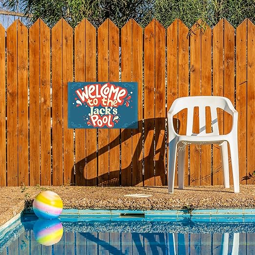Custom Pool Sign, Welcome to The Pool Fun for Pool Décor Sign, 12x18 Inches, Rust Free .063 Aluminum, Fade Resistant, Made in USA by Sigo Signs