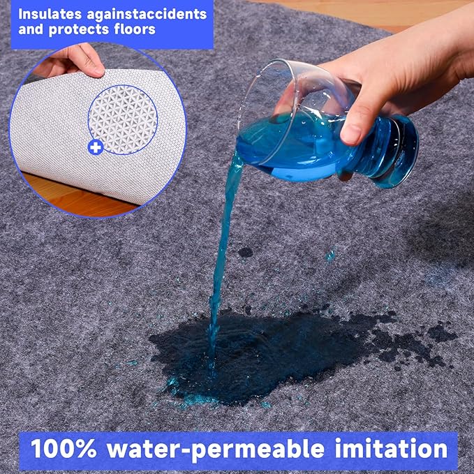 Non-Slip Rug Pads,Round 6 Ft Waterproof Extra Large Area Rugs Non Skid Rug Pad for All Floors and Finishes Durable Hardwood Floor Protective Felt Keeps Rugs in Place, Safe and Secure