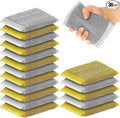 Thyle 36 Pack Steel Scrub Sponges for Dishes Non Scratch Scouring Multi Use Metal Scrubber Heavy Duty Dish Wash Kitchen Sponge for Pot Dish Washing Hard Surface Cleaning (Gray,Yellow)