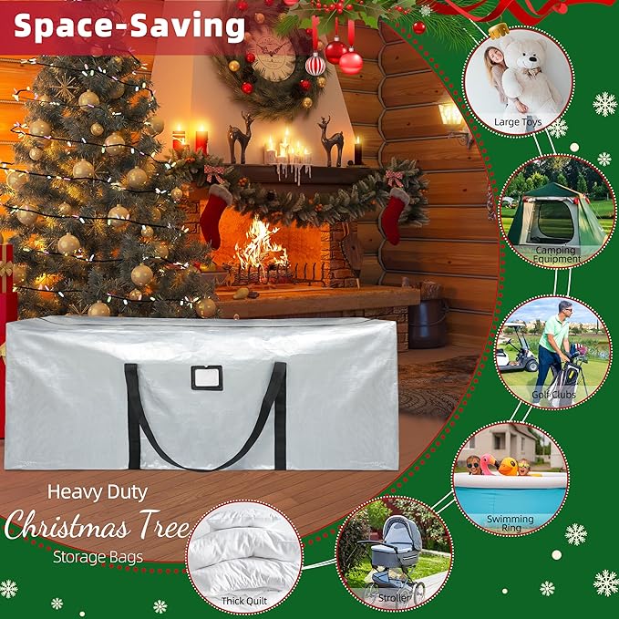 Large Christmas Tree Storage Bags Heavy Duty Tree Bags Holiday Storage Bags Protects From Moisture Or Dust,Alternative To Xmas Tree Storage Box (Gray, 7.5 Ft)