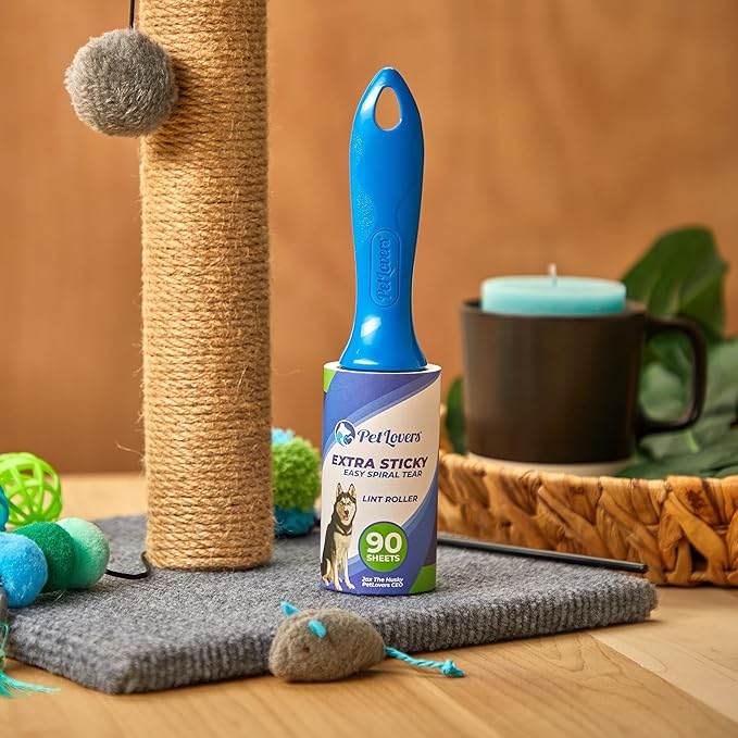 PetLovers Extra Sticky Lint Roller Single Unit 90 Sheets for Pet Hair Removal, Dog and Cat Lint Remover (1 Pack)