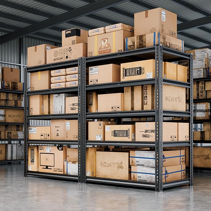 72"H Storage Shelves heavy duty Shelving, 2425LBS Garage Shelving, 5 Tier Metal Shelving Unit Adjustable Garage Shelves, Garage Storage Shelves for Warehouse Pantry Closet,40" W × 20" D × 72" H, Black