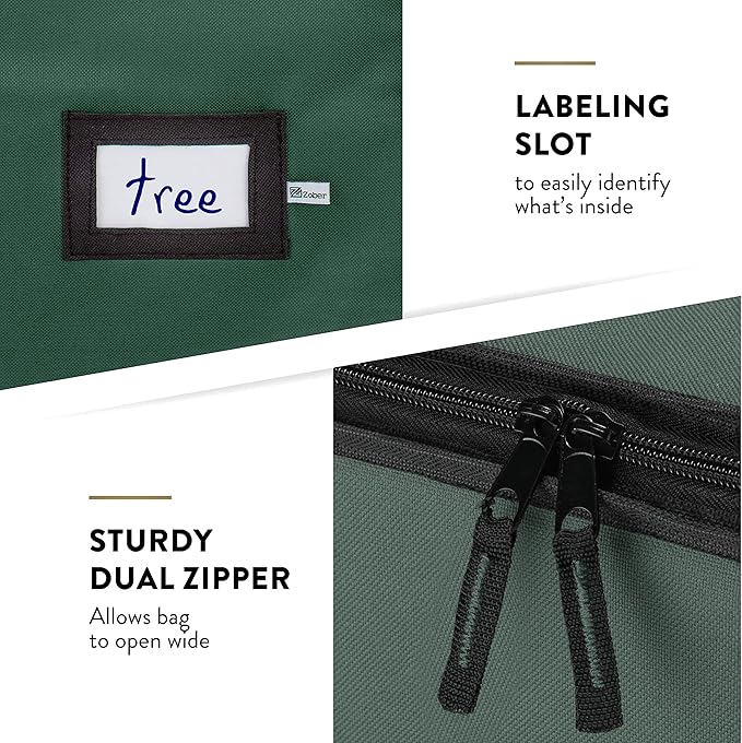 ZOBER 600D Oxford Fabric Christmas Tree Storage Bag - Fits 7.5 Ft Artificial Trees - Tear Proof Waterproof Christmas Tree Bag For Storage Box For Xmas - Strong, Durable Handles - Card Slot - Green