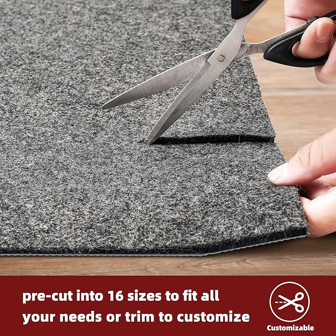 BAGAIL Felt and Natural Rubber Backing Rug Pads 1/4” Thick, 2 x 4 Ft Non Slip Carpet Gripper Keep Rugs in Place, Under Area Rug Protective Cushioned Pads, Carpet Runners, Hardwood Floors Protection