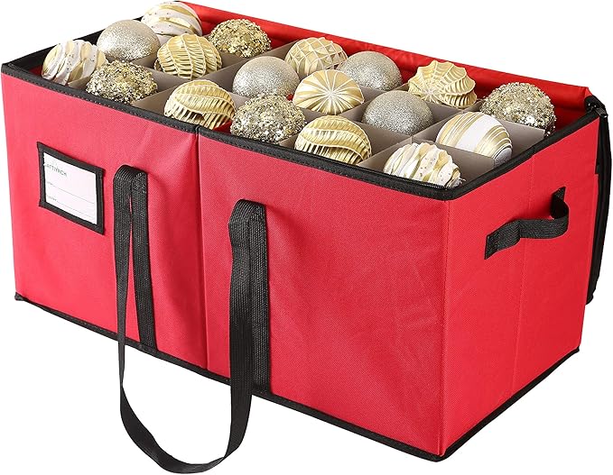 Sattiyrch Christmas Ornament Storage Box,Box Contributes Slots for 54 Holiday Ornaments 4 Inches