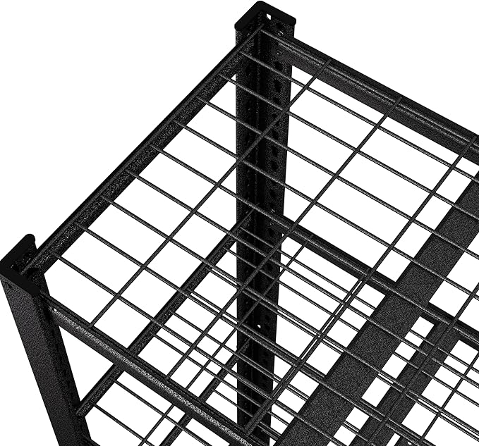 BlueWish 2500LBS Wire Rack Shelving, 20”D x 48”W x 72”H Storage Racks and Shelving with Reinforced Wire Partition, Double Column, Heavy Duty Garage Shelves for Warehouse Closet Kitchen, Black