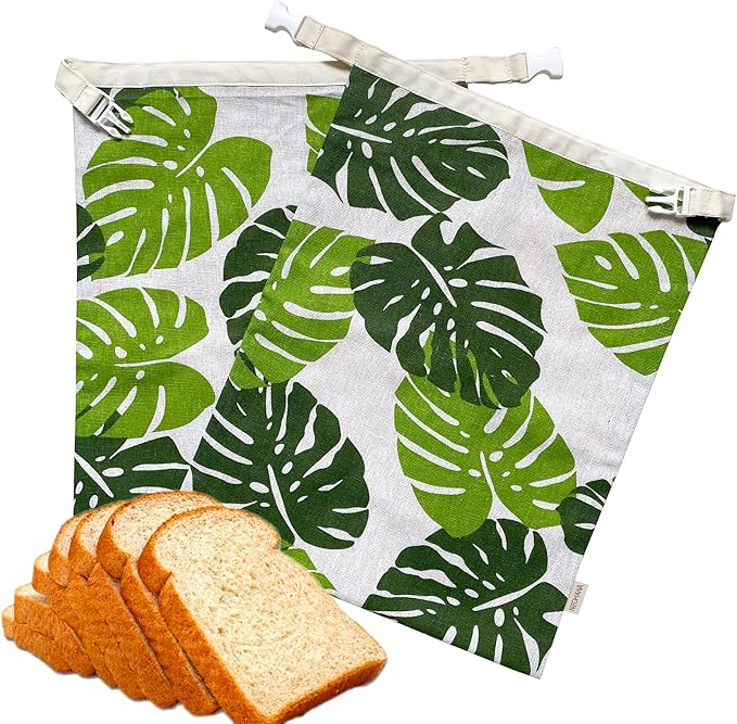 2 Pack Reusable Bread Bags for Homemade Bread - XL Cotton Beeswax Bags, Beeswax Sourdough Bag, Keep Your Loaf Fresh for Days - Easy to Clean Cotton Storage Bag