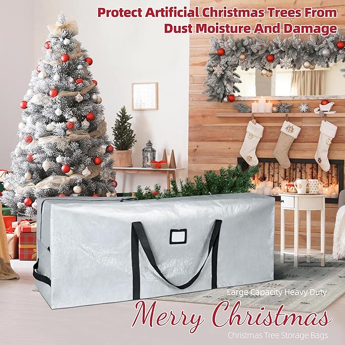 Large Christmas Tree Storage Bags Heavy Duty Tree Bags Holiday Storage Bags Protects From Moisture Or Dust,Alternative To Xmas Tree Storage Box (Gray, 7.5 Ft)