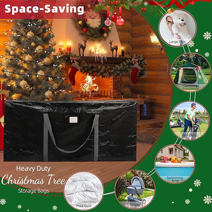 Large Christmas Tree Storage Bags Heavy Duty Tree Bags Holiday Storage Bags Protects From Moisture Or Dust,Alternative To Xmas Tree Storage Box (Black, 9 Ft)