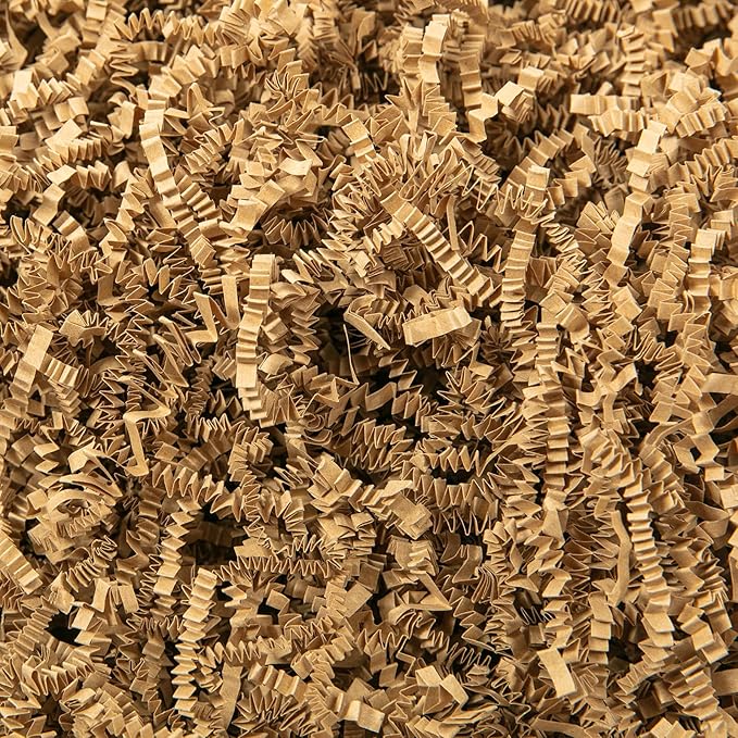 Mefleet 1 LB Crinkle Cut Paper Shred Filler Brown Crinkle Shredded Paper for Gift Box - Gift Basket Bag Filler - Kraft Grass Cushion Stuffing for Christmas Holiday Packaging Wrapping