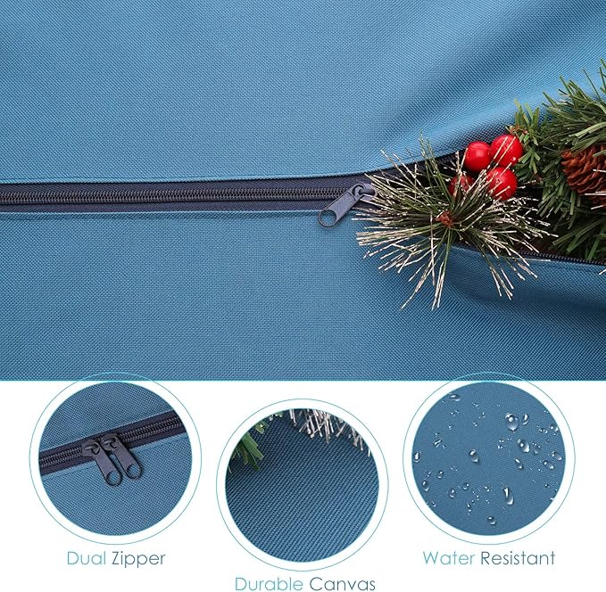 Hearth & Harbor Christmas Tree Storage Bag - Artificial Christmas Tree Bag with Reinforced Handles, Dual Zipper, Wide Opening - Storage Container for Trees and Decorations, 7.5 + 9 FT - 600D Oxford