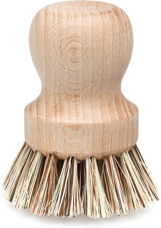REDECKER Natural Fiber Bristle Pot Brush, Untreated Beechwood Handle, Heat-Resistant Union Fiber Head for Cleaning Pots, Pans and More, 2-1/2 inch Diameter - Beechwood Dish Brush -Scrubber
