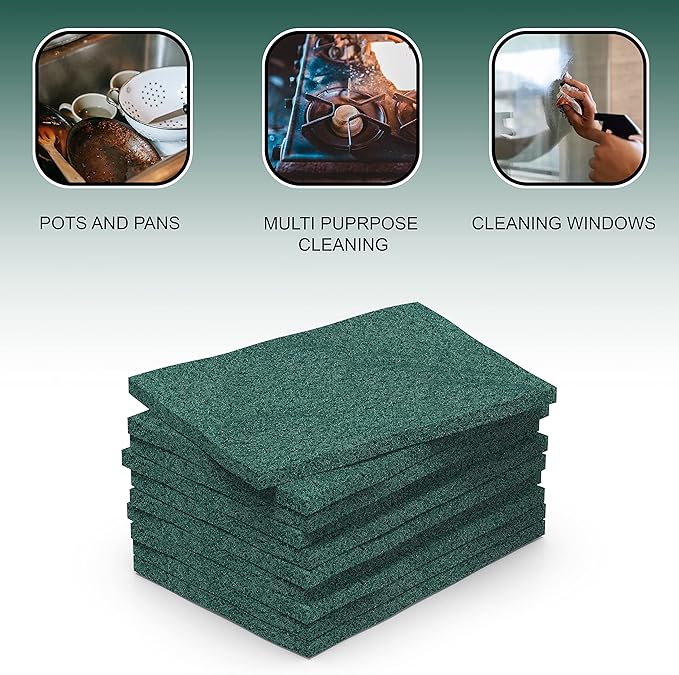 100 Pack Heavy Duty Scouring Pads 3x4 Inch – Green Scrubbing Pads, Non Scratch Bulk Scrub Pads for Kitchen, Dishes, Pots, Pans, Grill & Household Cleaning – Reusable Multipurpose Scrubber Pads