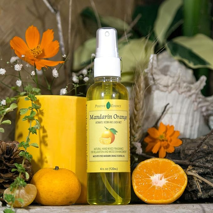 Mandarin Orange Linen and Room Spray, Natural Air Freshener Made with Pure Mandarin Essential Oil, Pillow Spray, Odor Eliminator