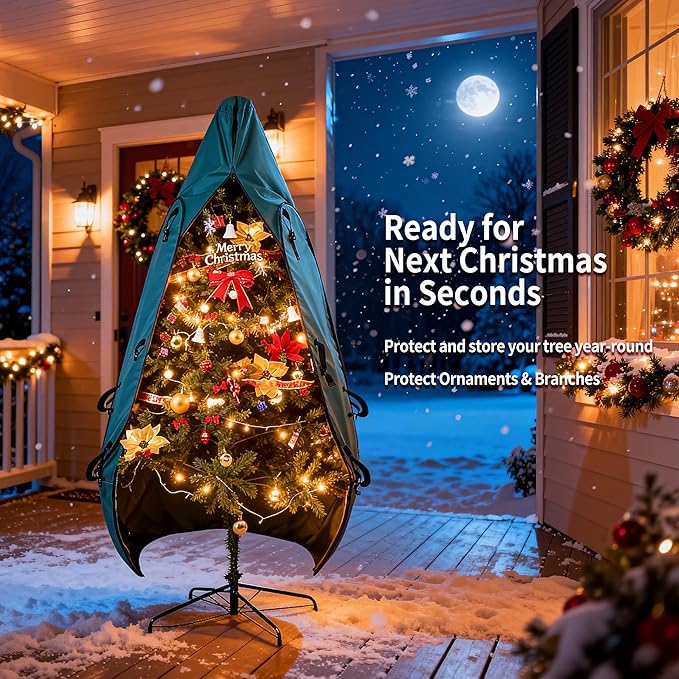 Upright Christmas Tree Storage Bag 7.5 Ft, Christmas Tree Cover Fit for 6 Ft to 7.5 Ft, Christmas Tree Covers for Upright Storage, Christmas Tree Bag